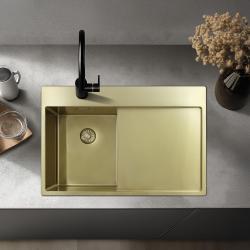 Pure.Sink Exclusivo Gylden lille vask med dræningsområde 78x52 cm Tapwing til højre PEX3478RT-60