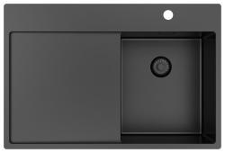 Pure.Sink Exclusivo Gun Metal lille vask med dræningsområde 78x52 cm Tapwing højre PEX3478RT-61