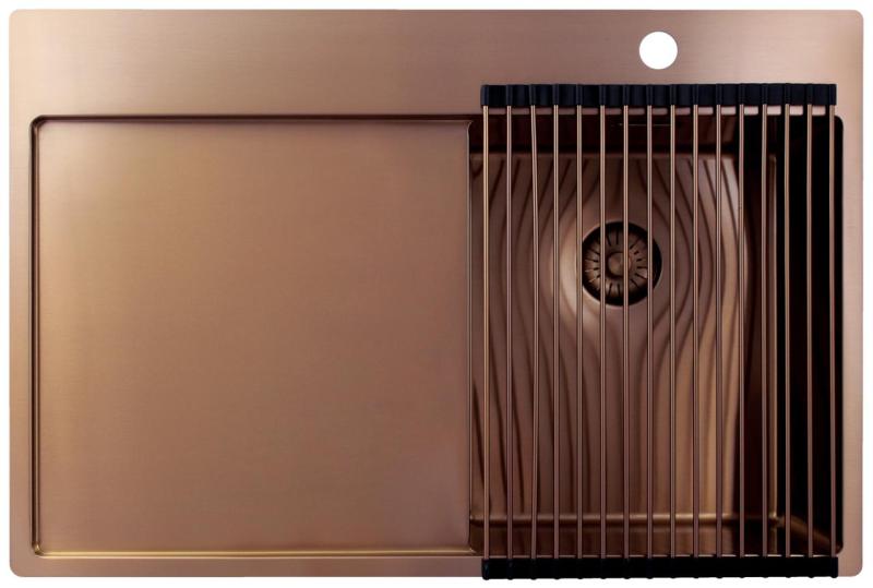 Pure.Sink Exclusivo Kobber lille vask med drypområde 78x52 cm Tapwing højre PEX3478RT-62