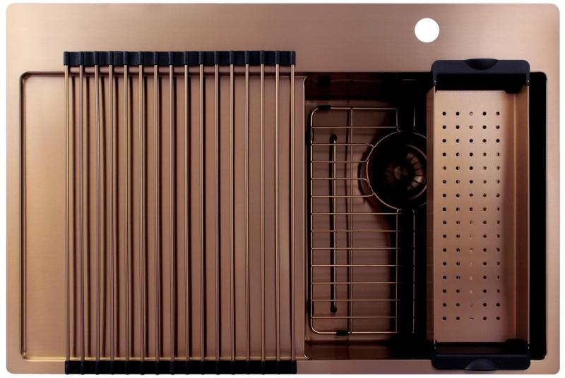 Pure.Sink Exclusivo Kobber lille vask med drypområde 78x52 cm Tapwing højre PEX3478RT-62