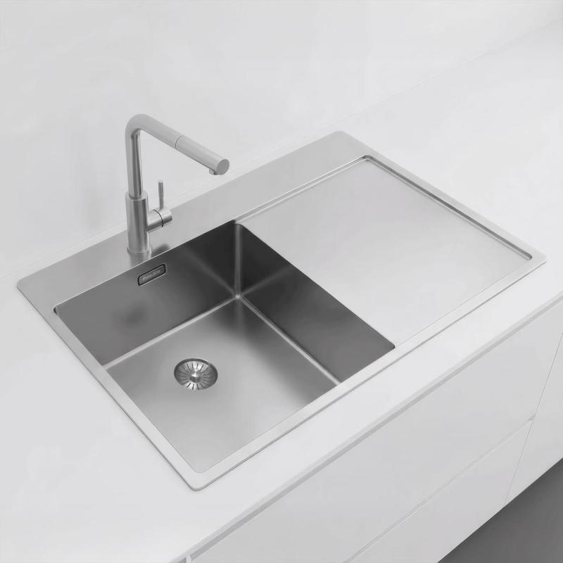 Pure.Sink Exclusivo RVS vask med afløbsområde 78x52 cm Tapwing venstre PEX4078LT-02