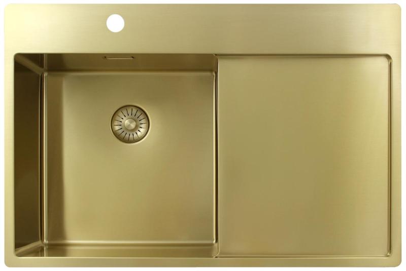 Pure.Sink Exclusivo Guldvask med afdrypningsområde 78x52 cm Vandhane til venstre PEX4078LT-60