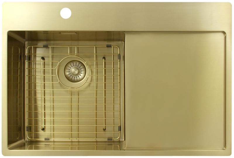 Pure.Sink Exclusivo Guldvask med afdrypningsområde 78x52 cm Vandhane til venstre PEX4078LT-60