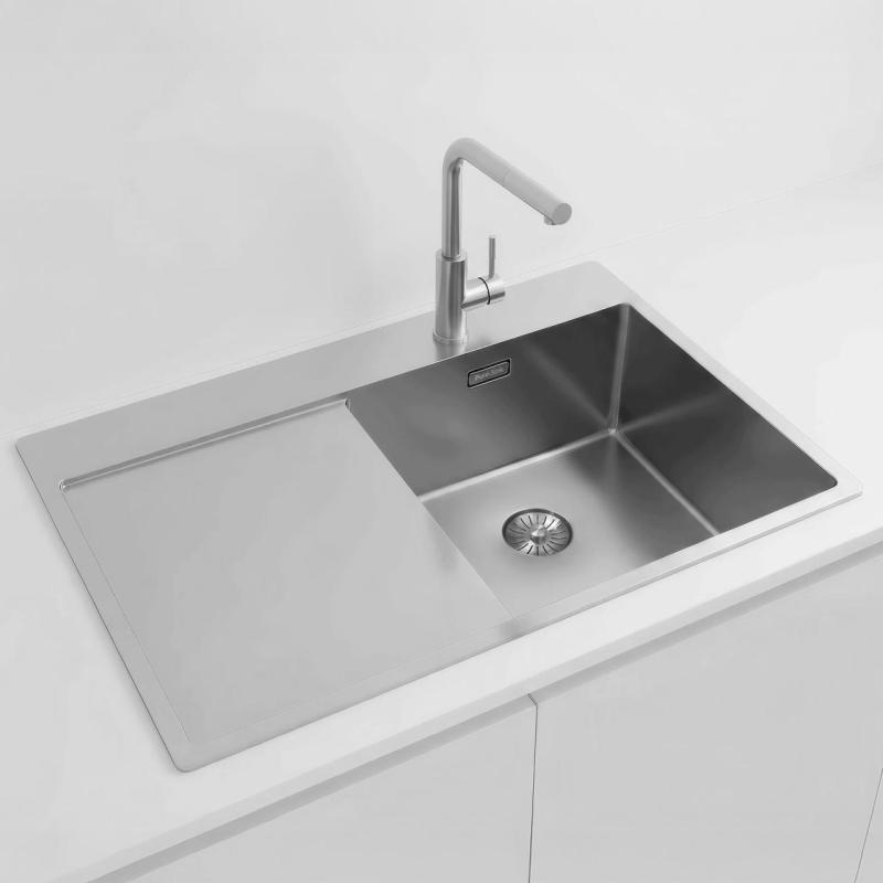Pure.Sink Exclusivo RVS vask med afløbsområde 78x52 cm Tapwing til højre PEX4078RT-02