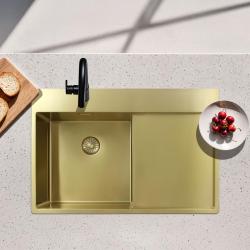 Pure.Sink Exclusivo Gylden vask med dræningsområde 78x52 cm Tapwing til højre PEX4078RT-60
