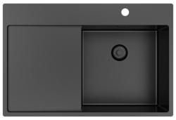 Pure.Sink Exclusivo Gun Metal vask med drypzone 78x52 cm Tapwing højre PEX4078RT-61