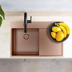 Pure.Sink Exclusivo Kobber køkkenvask med drypområde 78x52 cm Tapwing til højre PEX4078RT-62