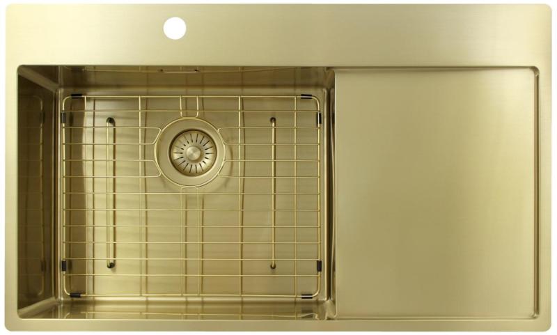 Pure.Sink Exclusivo Guldvask med afdrypningsplade 86x52 cm Tapwing venstre PEX5086LT-60