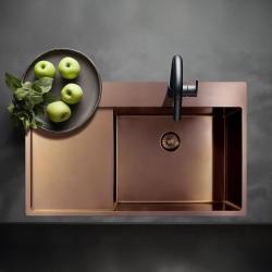 Pure.Sink Exclusivo Kobber vask med drænbakke 86x52 cm Tapwing til venstre PEX5086LT-62
