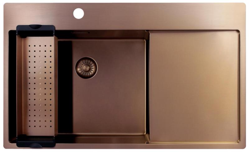 Pure.Sink Exclusivo Kobber vask med drænbakke 86x52 cm Tapwing til venstre PEX5086LT-62