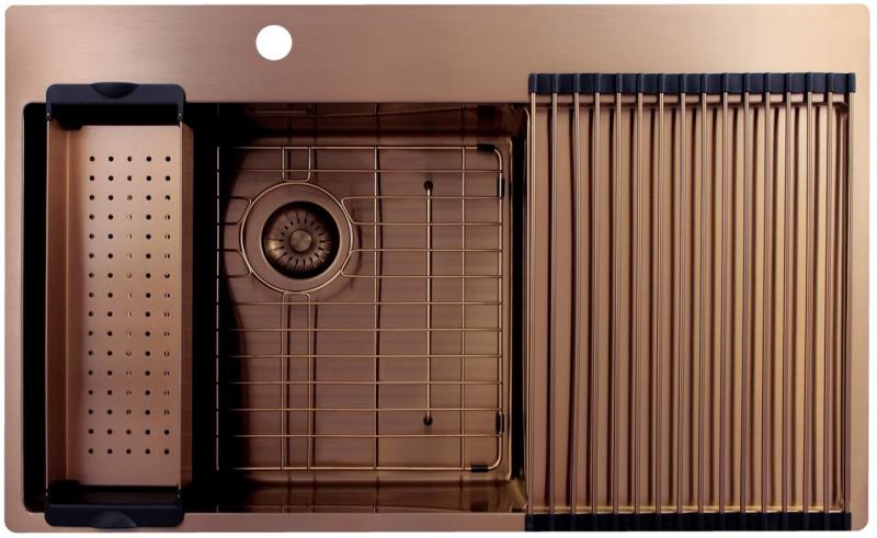 Pure.Sink Exclusivo Kobber vask med drænbakke 86x52 cm Tapwing til venstre PEX5086LT-62