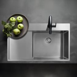Pure.Sink Exclusivo RVS vask med dræningsområde 86x52 cm Tapwing til højre PEX5086RT-02
