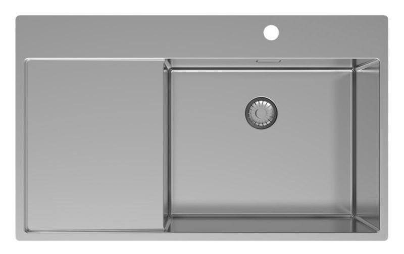 Pure.Sink Exclusivo RVS vask med dræningsområde 86x52 cm Tapwing til højre PEX5086RT-02