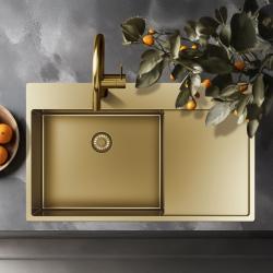 Pure.Sink Exclusivo Gylden vask med dræningsområde 86x52 cm Tapving højre PEX5086RT-60