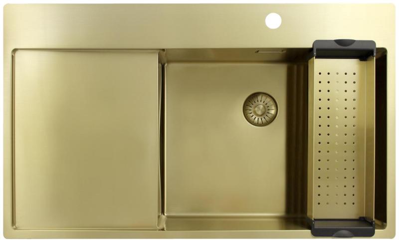 Pure.Sink Exclusivo Gylden vask med dræningsområde 86x52 cm Tapving højre PEX5086RT-60