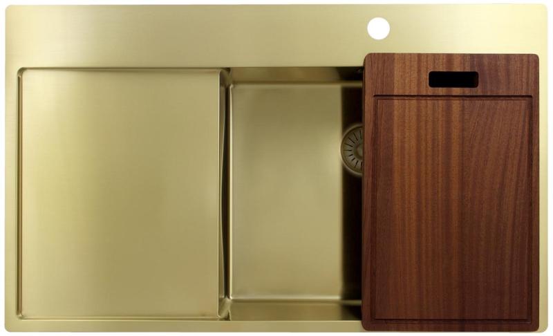 Pure.Sink Exclusivo Gylden vask med dræningsområde 86x52 cm Tapving højre PEX5086RT-60