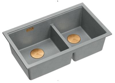 Quadri Newport II Dobbelt Grå Granit Overfladevask 76x45 cm med Kobberprop 1208971360