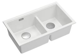 Quadri Newport II Dobbelt Hvid Granit Overflade Vask 76x45 cm med rustfrit stål prop 1208971368