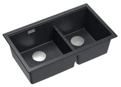 Quadri Newport II Dobbelt Antracit Granit Overflade Vask 76x45 cm med rustfrit stål prop 1208971369