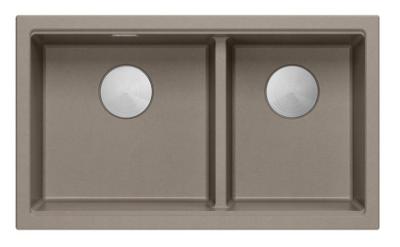 Quadri Newport II Dobbelt Taupe Granit Overflade Vask 76x45 cm med rustfrit stål prop 1208971372
