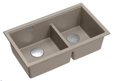 Quadri Newport II Dobbelt Taupe Granit Overflade Vask 76x45 cm med rustfrit stål prop 1208971372