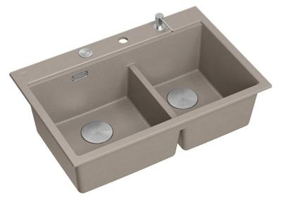 Quadri Hard Rock Dobbelt Taupe Granit Overfladevask 76x50 cm med rustfrit stål propp og tilbehør 1208971402
