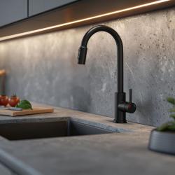 Quadri Viora Køkkenblander Sort 3-vejs med en ekstra tilslutning til filtreret vand 1208971403