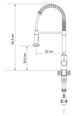 Quadri Redwick stainless steel kitchen mixer tap with semi-flexible spout and shower with 2 jet types plus water stop function 1208971411
