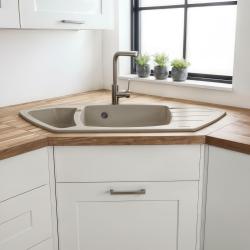 Graniteland Monte Granit beige Hjørnevask overflade 901x538mm med RVS Prop 1208971414