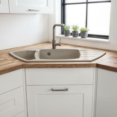 Graniteland Monte Granit beige Hjørnevask overflade 901x538mm med RVS Prop 1208971414