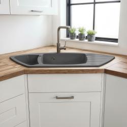 Graniteland Monte Granit grå hjørnevask til overflademontering 901x538mm med rustfrit stål prop 1208971416