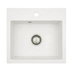 Graniteland Nera Granitvask 45x42 cm Hvid Overbygning med Hanehul og Rustfrit Stål Prop 1208971435