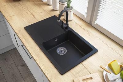 Graniteland Liri Granit Sort vask med dræningsområde 765x448 mm 1208971438
