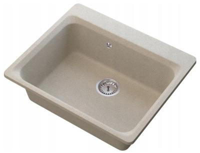 Graniteland Vastone Granit Vask 619x522 mm Beige Overflademontage med Kranhulbank og Rustfrit Stål Prop 1208971444