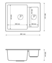 Graniteland Adda Granit Hvid 1.5 Vask Overbygning 600x495mm 1208971455