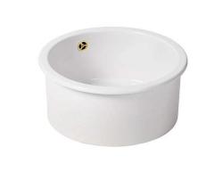 Ausmann Ceramic Ember Keramisk Hvid Rund Vask Overbygning og Underbygning med Guldprop 1208971461