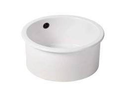 Ausmann Ceramic Ember Keramisk Hvid Rund Vask Overbygning og Undermontering med Sort prop 1208971464