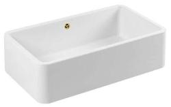 Ausmann Ceramic Mira Keramisk Hvid Vask - Undermontering og Mellemmontering 795 x 460 mm med Guld prop 1208971466
