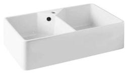 Ausmann Ceramic Mira Keramisk hvid dobbeltvask - Undermonteret og mellembygget 793 x 450 mm med hanehulsbænk og Gun metal prop 1208971478