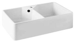 Ausmann Ceramic Mira Keramisk Hvid Dobbeltvask - Undermontering og Mellemmontering 793 x 450 mm med hanehulbank og Sort prop 1208971479