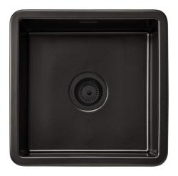 Ausmann Ceramic Ember Keramisk Mat Sort Firkantet Vask Overbygning og Underbygning 40 x 40 cm med Sort prop 1208971489