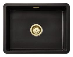Ausmann Ceramic Ember Keramisk Mat Sort Vask - Overbygning og Underbygning 54 x 40 cm med Guldprop 1208971496