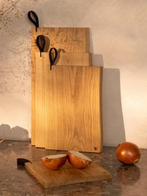 Woodsea Chop-Chop Oak XL - Eg træ Skærebræt 50x24cm med læderhåndtag 1208971542
