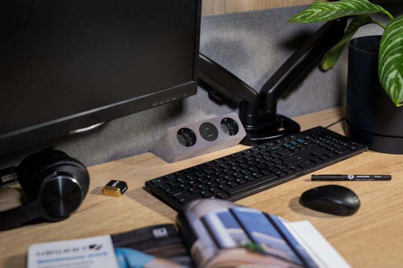 Møbelstik SOFITO, 2xSHUKO, USB A+C, kabel 1,5 m, grå flock