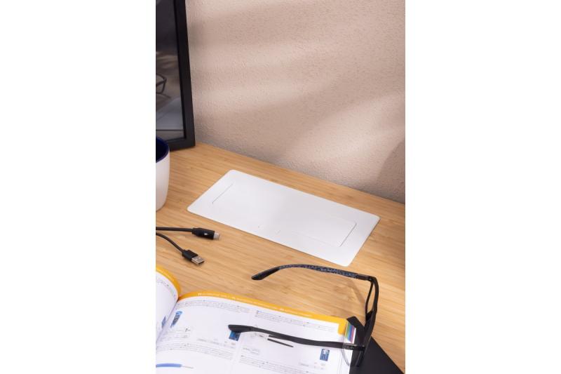 MULTISOFT Møbelstik 2x Stik med Jord, USB A+C, RJ45, Strømkabel med Stik, Hvid