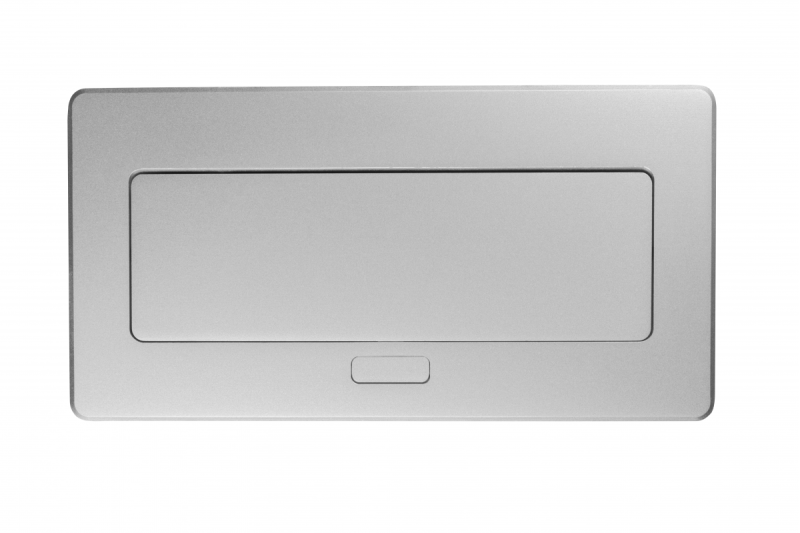 MULTISOFT Møbelstikdåse 2x Stik med Jord, USB A+C, RJ45, Strømkabel med Stik, Aluminium