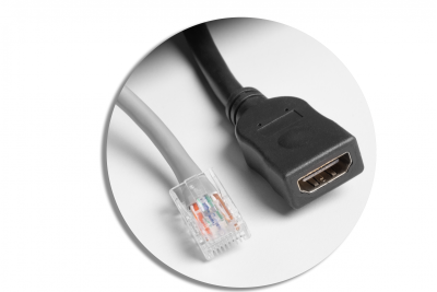 MULTISOFT møbelstikdåse 2x stik med jord, USB A+C, RJ45, HDMI, strømkabel med stik, hvid