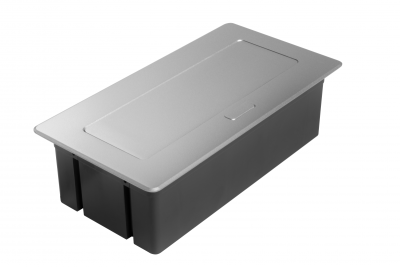 MULTISOFT møbelstik 2x stik med jordforbindelse, USB A+C, RJ45, HDMI, strømkabel med stik, aluminium