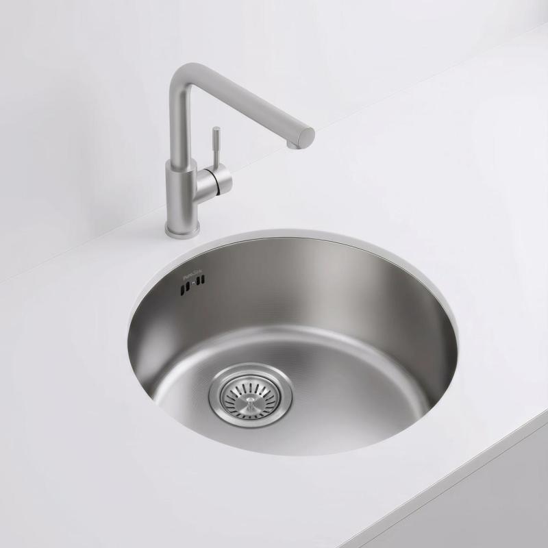 Pure.Sink Rondo Rustfrit Stål Rund Vask til planmontering, undermontering og overmontering 38 cm PRN38-02