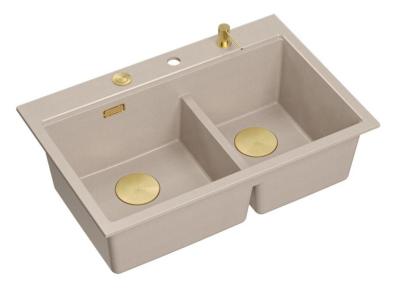 Quadri Hard Rock Dobbelt Beige Granit Overfladevask 76x50 cm med Guldstik og tilbehør 1208971663